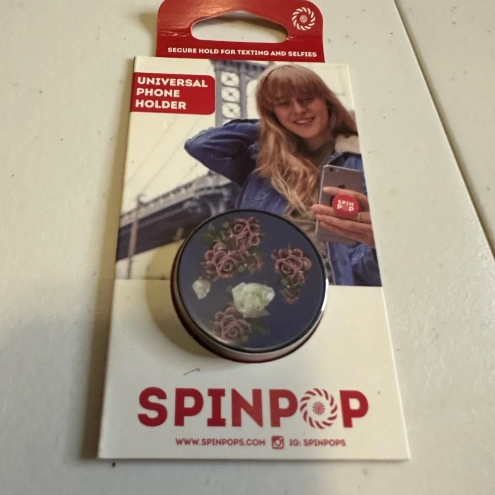 SpinPop Universal Phone Holder with Floral Design - Picture 1 of 4